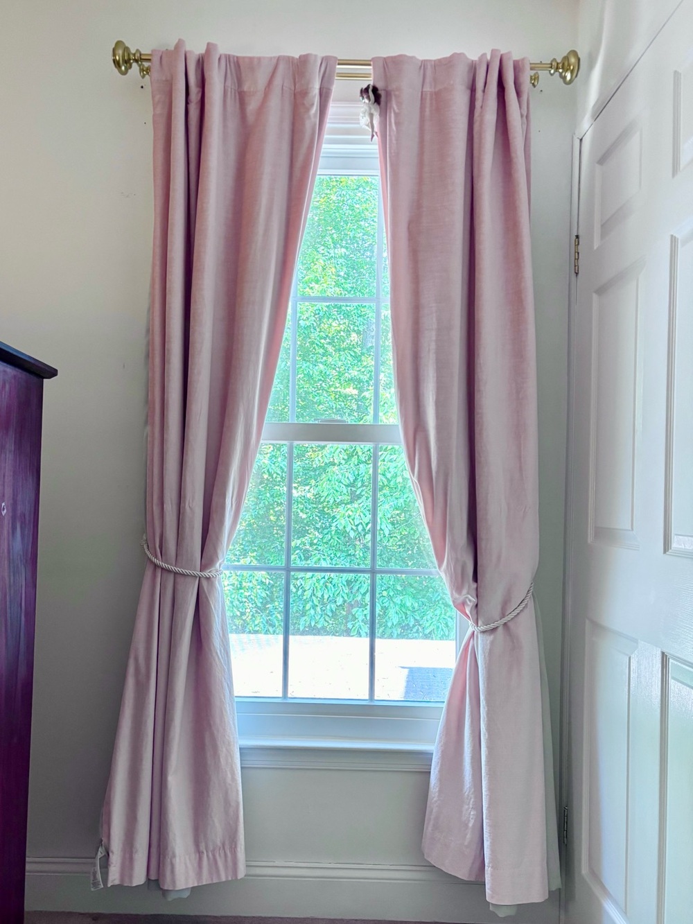 Pottery Barn Kids pastel pink velour black out curtains